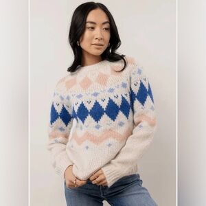 Vero Moda Cream Sweater with Blue and Pink Accents